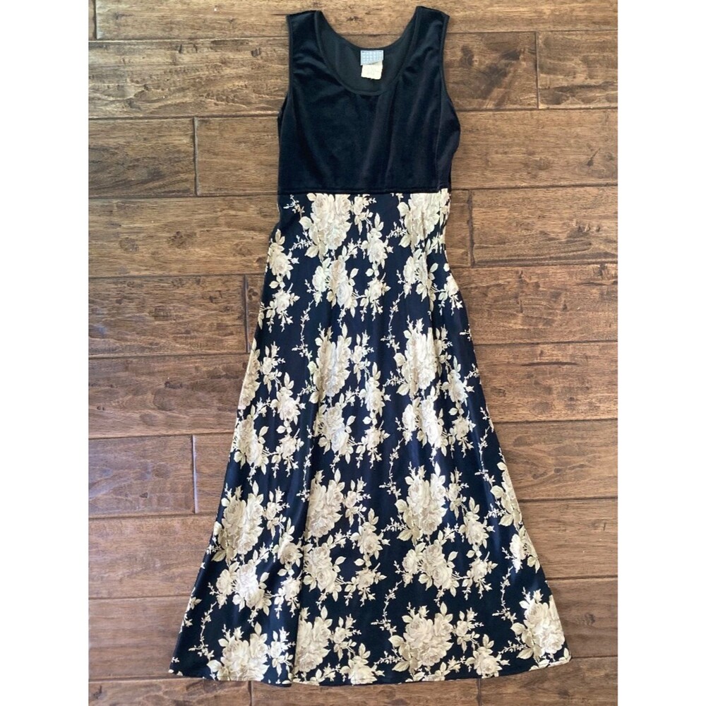 Vgt Rabbit Rabbit Rabbit Designs Maxi Dress Velvet Dark Floral Women 6 Petite